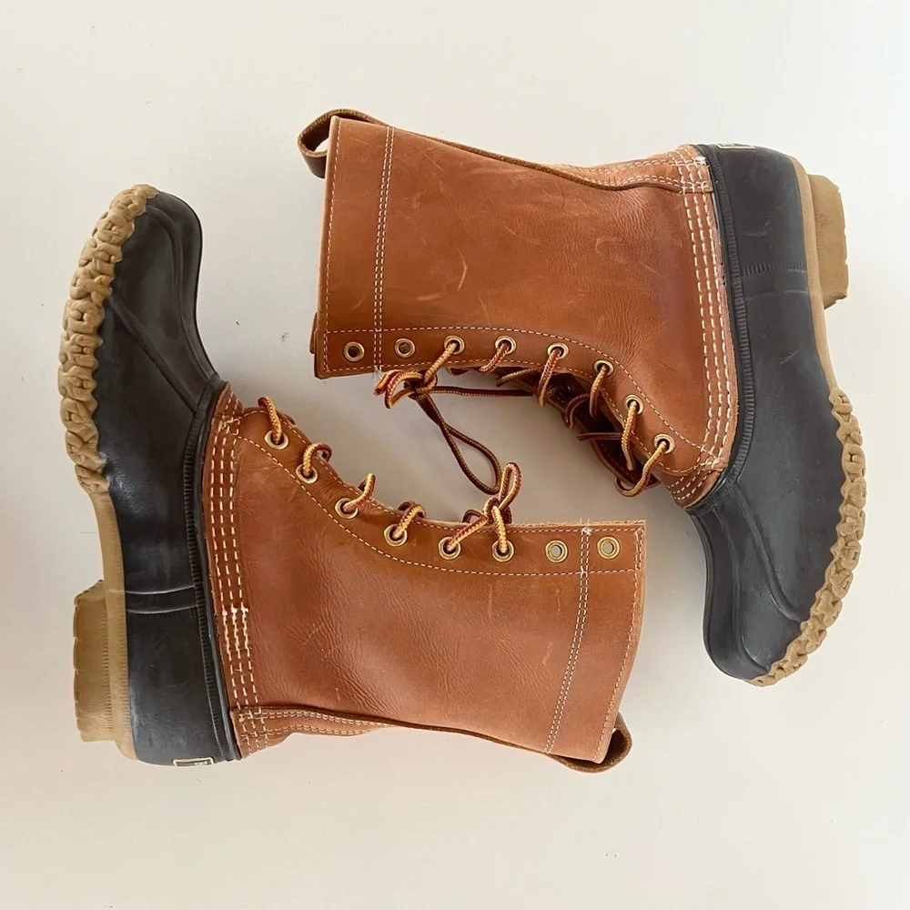 L.L.Bean Women's Unlined Leather Bean Boots 8
